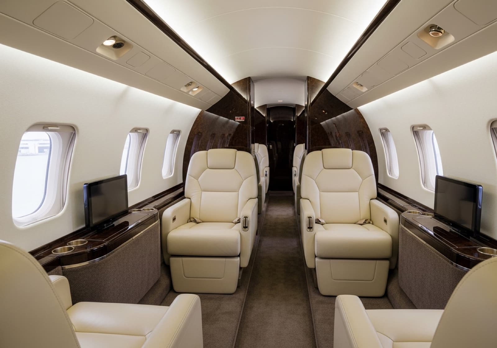 A business jet cabin interior