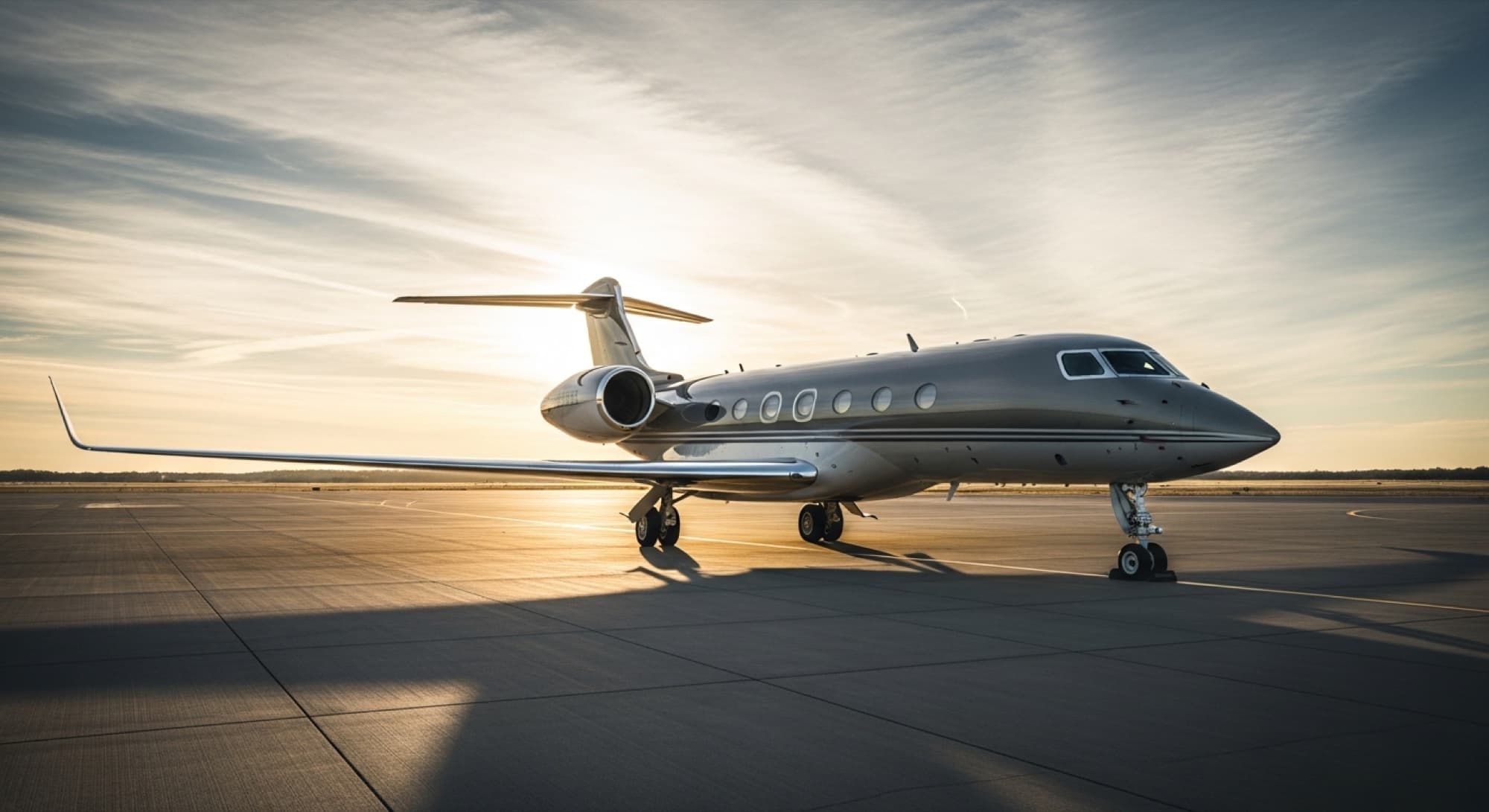 A business jet staged on an open airport ramp